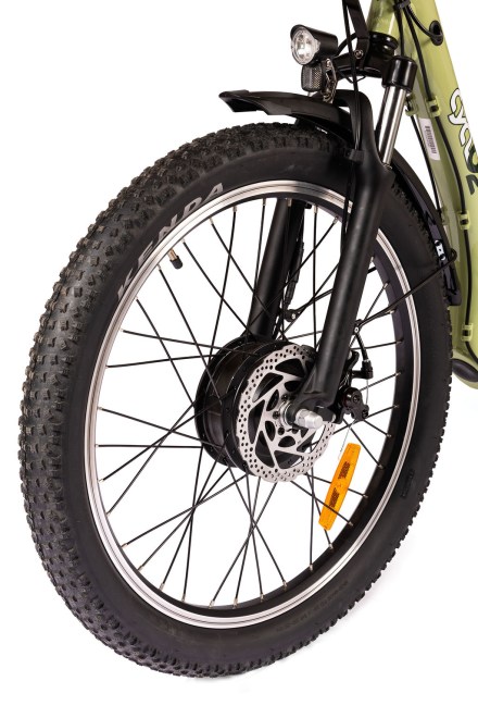 tricycle électrique CyclO2 Comfort24+ vert amande, vue de profil